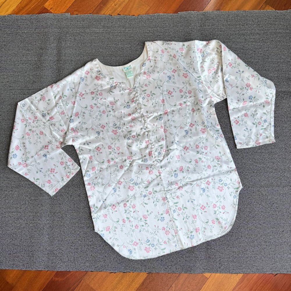 Satin Nightshirt Wildflowers/White Vintage Gilligan O'Malley - Picture 7 of 14